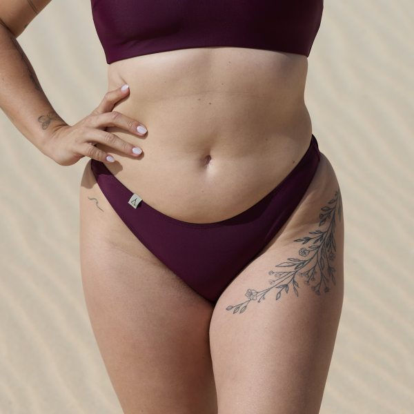 High Leg Bikini Hose Fly - dark berry