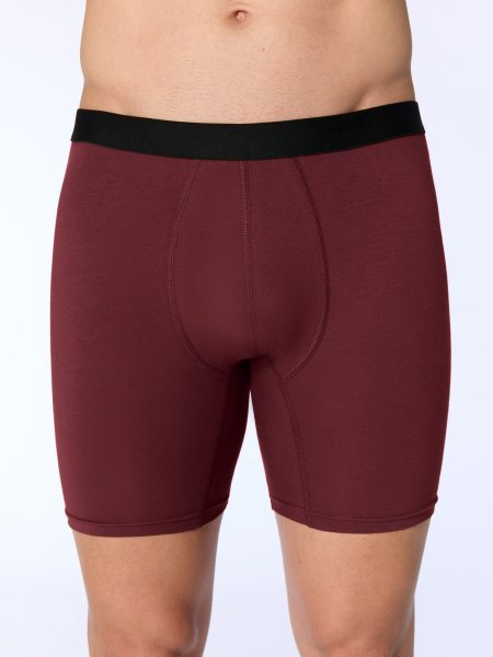 Lange Trunk-Shorts aus Bio-Baumwolle - bordeaux