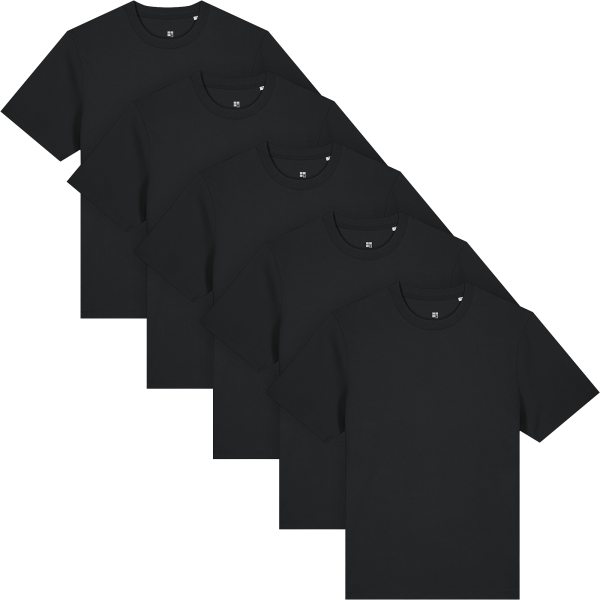 Heavy T-Shirt aus Bio-Baumwolle - 5er-Pack - black