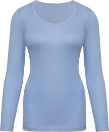 Langarm-Unterhemd - Ajour-Feinripp aus Bio-Baumwolle - lightblue