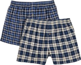Flanell Boxer-Shorts aus Bio-Baumwolle - Doppelpack - multi check blue